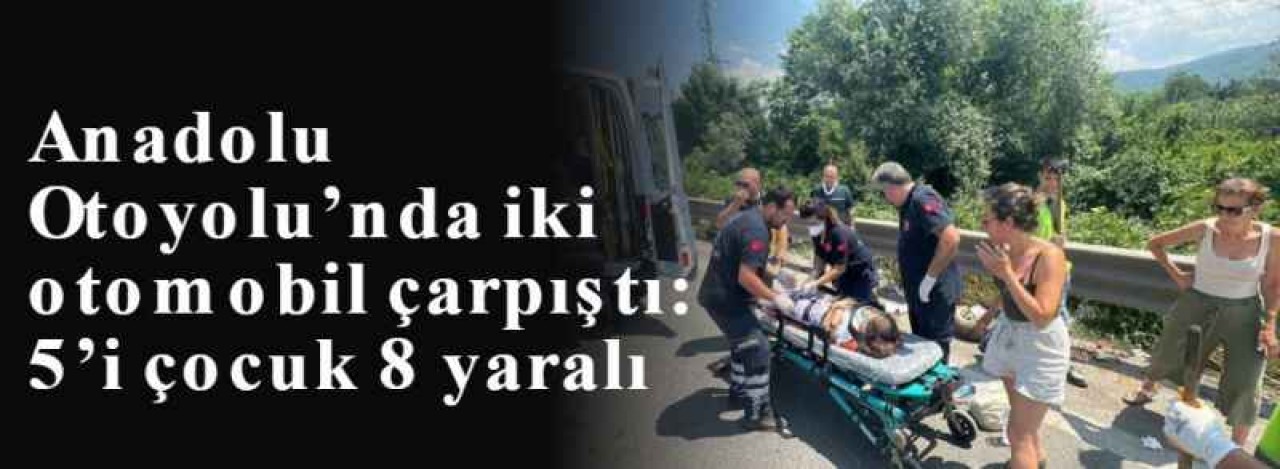 Anadolu Otoyolu’nda iki otomobil çarpıştı: 5’i çocuk 8 yaralı 13