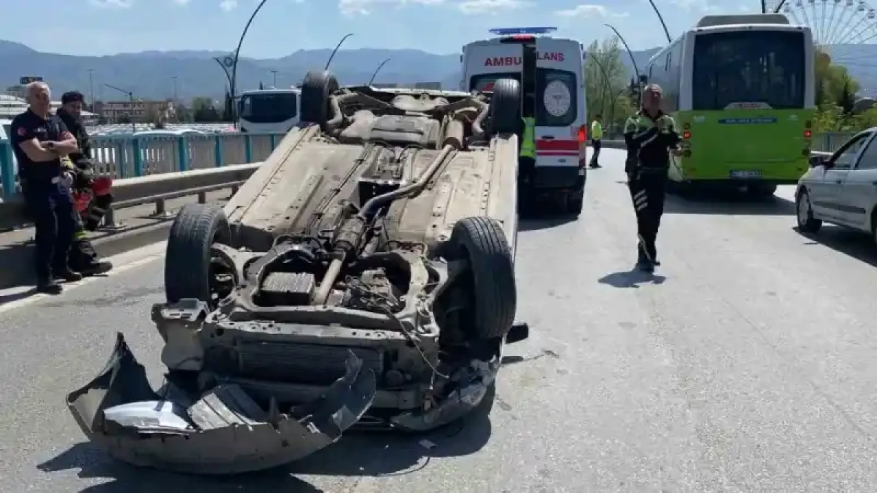 Kocaeli'de Otomobil Feci Takla Attı! 7
