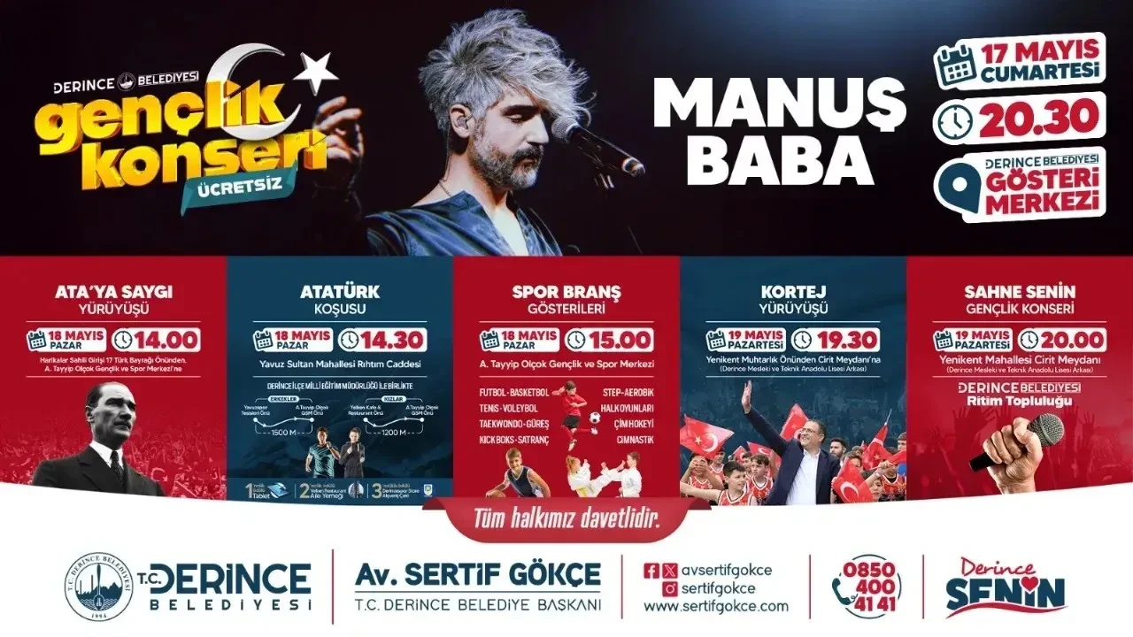 Derince'de 19 Mayıs coşkusu: Üç gün boyunca konserler ve etkinlikler