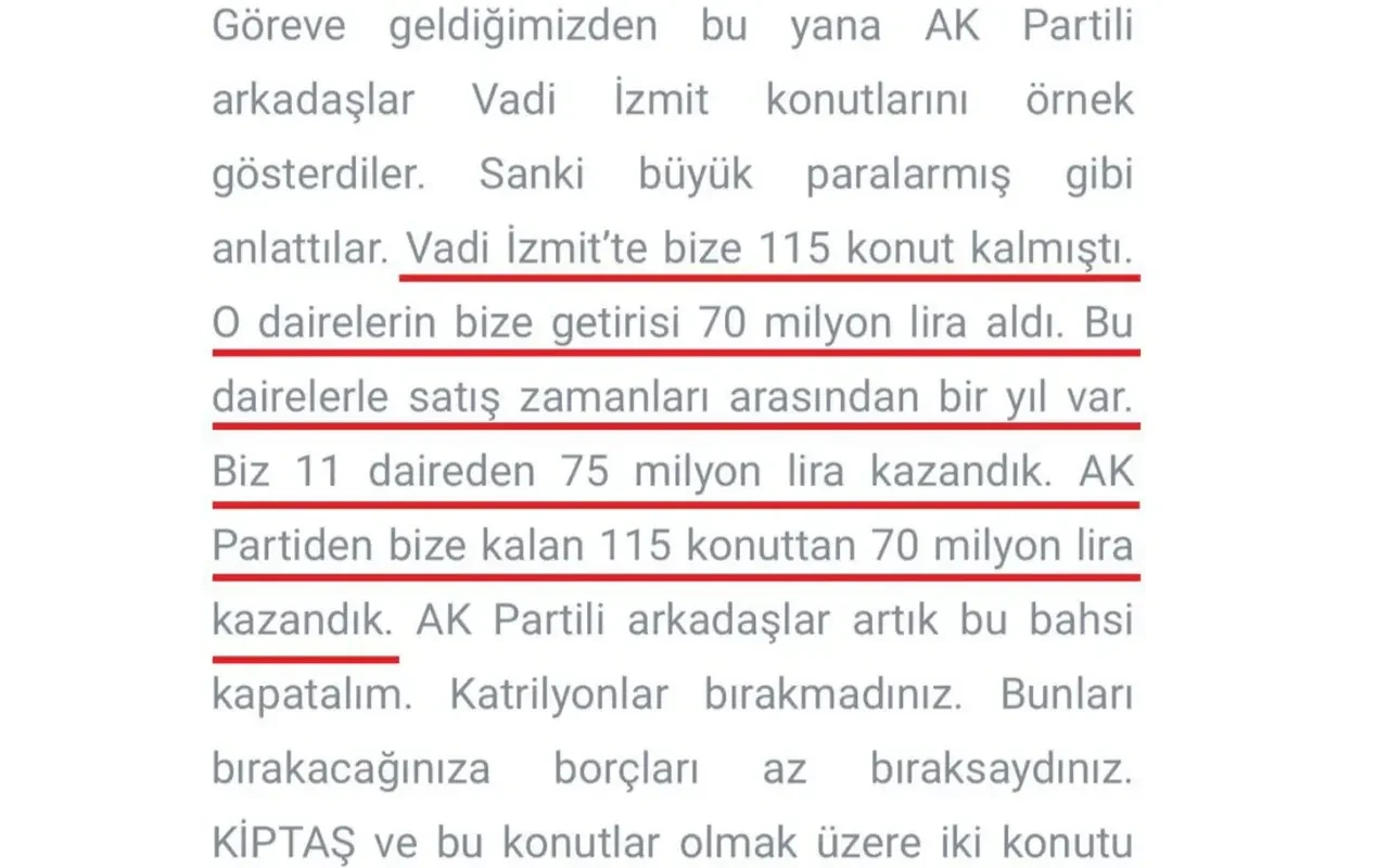 İzmit'teki Vadi Konutları'nın geliri tartışma konusu oldu