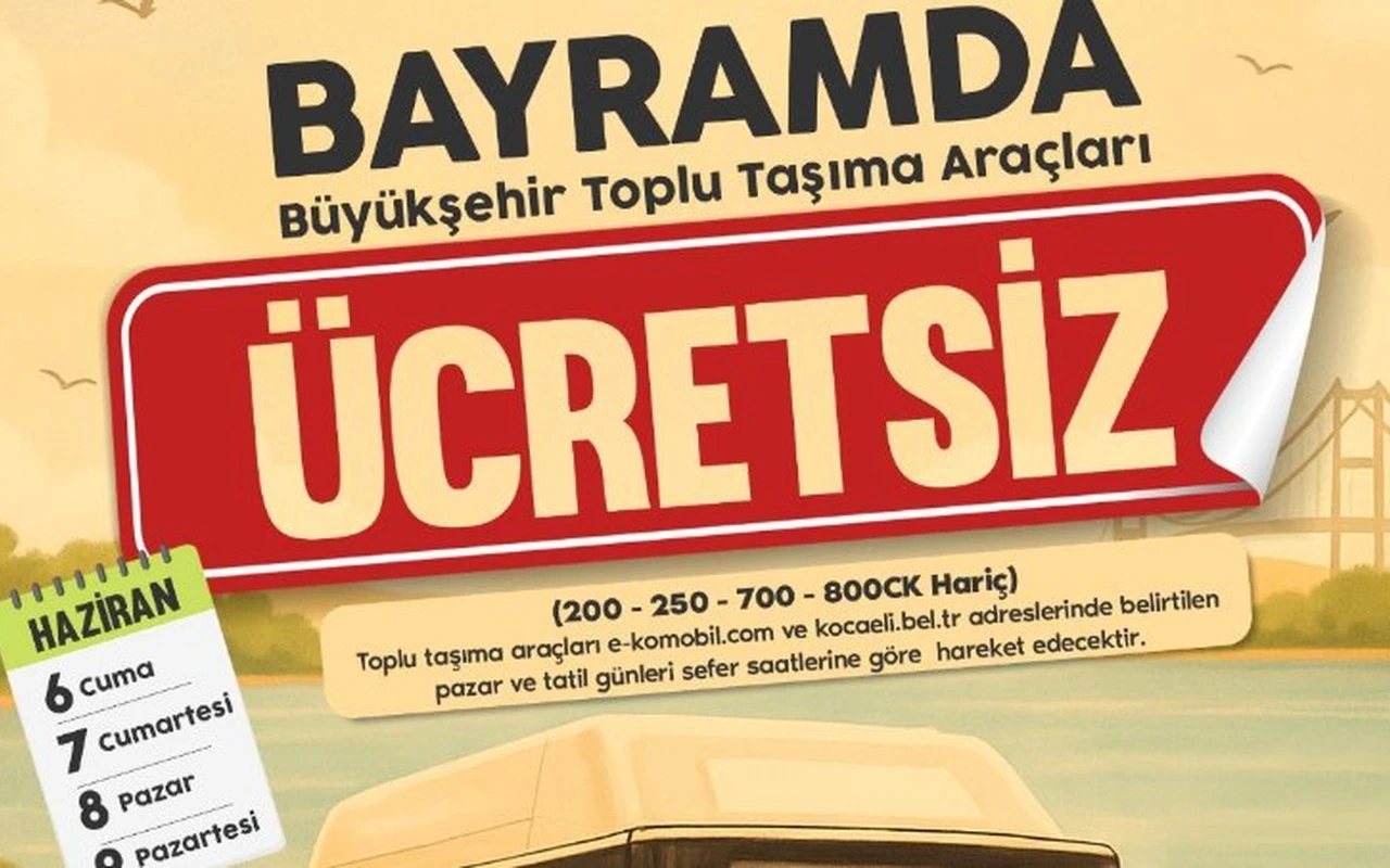 Kocaeli toplu taşıma bayramda ücretsiz hizmet verecek