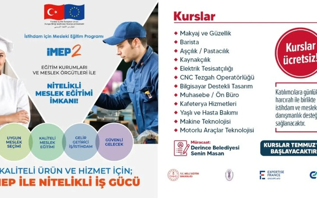 Derince Belediyesi mesleki eğitim kursları başlatıyor