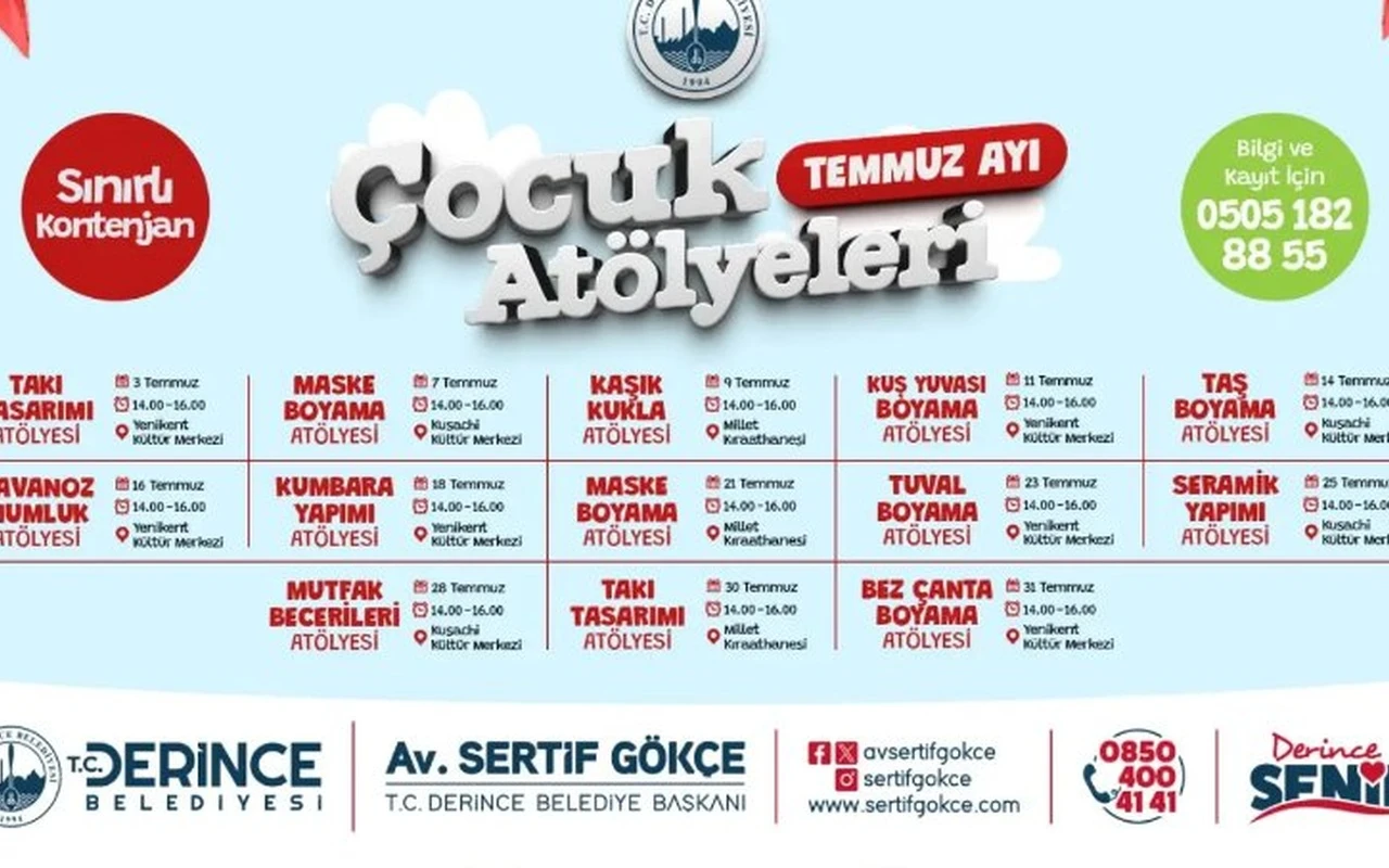Derince Belediyesi çocuklar için yaz atölyeleri başladı