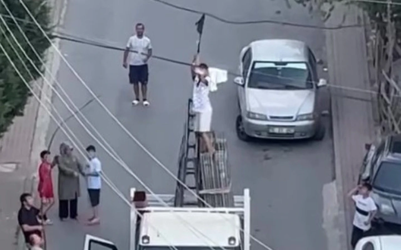 Tele takılan güvercin kamyonette kurtarıldı