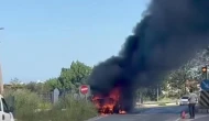 Kuşadası'nda yangın paniği: Seyir halindeki kamyonet alev alev yandı