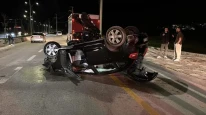 Bolu'da takla atan otomobil alev alev yandı: kazada 1 kişi yaralandı