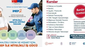 Derince Belediyesi mesleki eğitim kursları başlatıyor