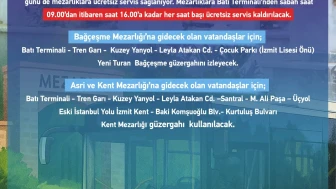 Kocaeli mezarlıklara bayramda ücretsiz servis koydu