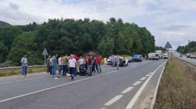 D-100’de otomobil ile motosiklet çarpıştı: 2 yaralı