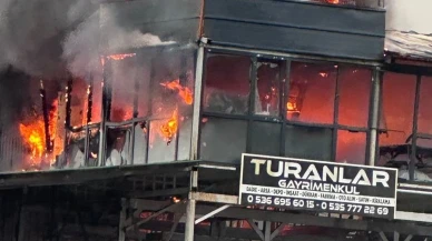 Kocaeli’de 2 katlı konteyner yangını zarar gördü