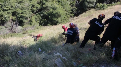 Motosiklet kazası: Sürücü uçuruma yuvarlandı, sağlık durumu belirsiz!