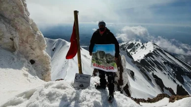 Elazığlı Tarık Trap, 8 saatlik tırmanışla Erciyes Dağı zirvesine çıkarak kenti gururlandırdı