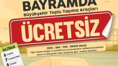 Kocaeli toplu taşıma bayramda ücretsiz hizmet verecek
