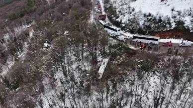 Kartepe’de otobüs şarampole yuvarlandı