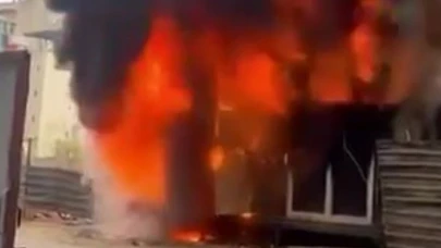 İzmit’te işçi konteyneri yandı