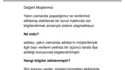 Adidas'ta veri ihlali: Müşteri bilgileri tehlikede
