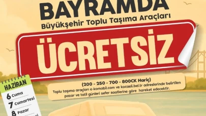 Kocaeli toplu taşıma bayramda ücretsiz hizmet verecek