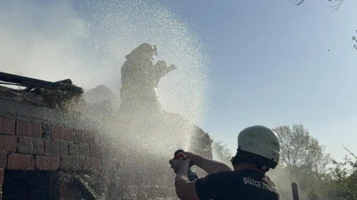 Düzce'de itfaiye eri alevlerin arasına daldı: O anlar kamerada