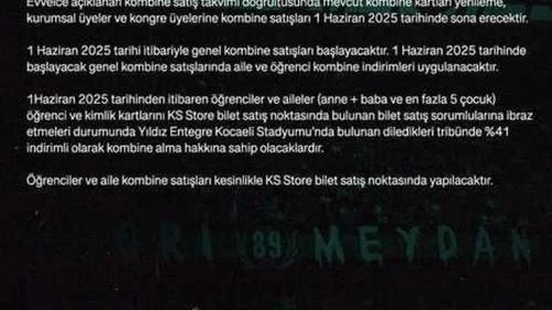 Kocaelispor'dan ailelere ve öğrencilere %41 indirim fırsatı! Kombine kartlar 1 Haziran'da satışta