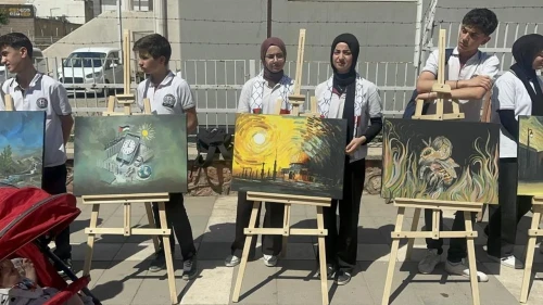 Şırnaklı öğrencilerden Gazze'ye destek: Resim sergisi insanlık dramını gözler önüne serdi!