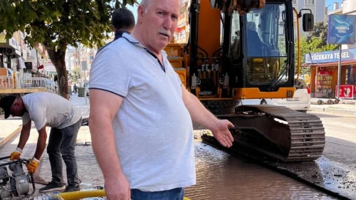Körfez'de kazı çalışmasında su borusu patladı